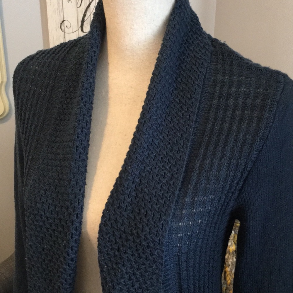 Duster length cardigan with fanning